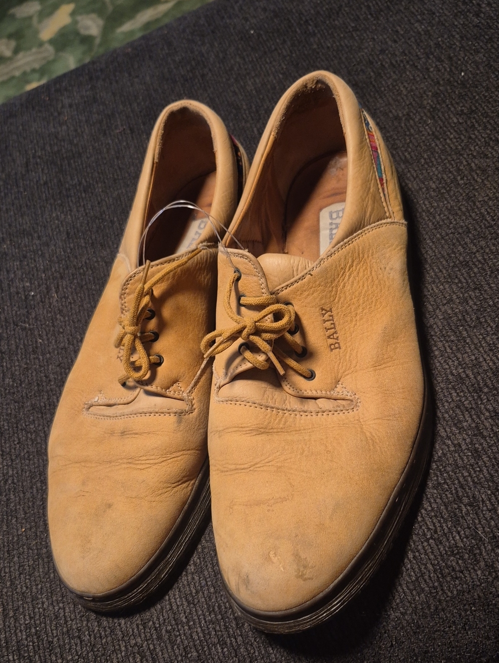 Bally Men's Tan Leather Lace-Up Loafers